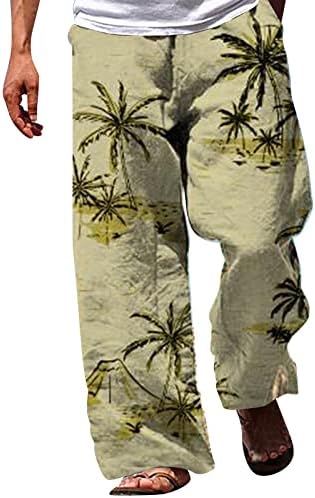 MIASHUI Kravat Bandı Erkek Moda Rahat Pamuk ve Keten Baskılı Cep Dantel Up Pantolon Büyük Boy Pantolon Pantolon Teknoloji Pantolon
