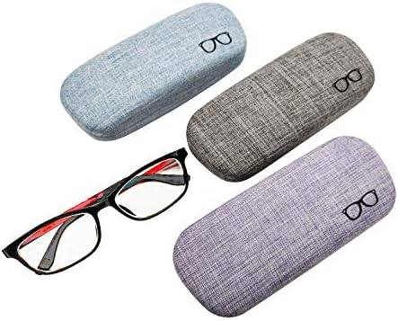 3 Paket Sert Kabuk Gözlük Kılıfı Koruyucu Keten Kumaşlar Büyük Gözlük Kılıfı Özlü