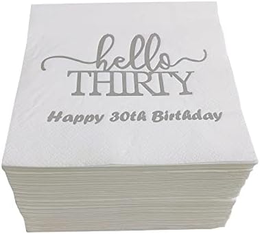 40 adet Hello Otuz Peçeteler için 30th Doğum Günü Partisi Süslemeleri, 30th Doğum Günü / Yıldönümü Partisi Kek Tatlı Berverage Masa