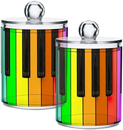 ınnewgogo Gökkuşağı Piyano Tuşları 2 Paket pamuklu çubuk Topu Tutucu Organizatör Dağıtıcı Kapaklı Plastik Pamuk Topu Konteyner İpi
