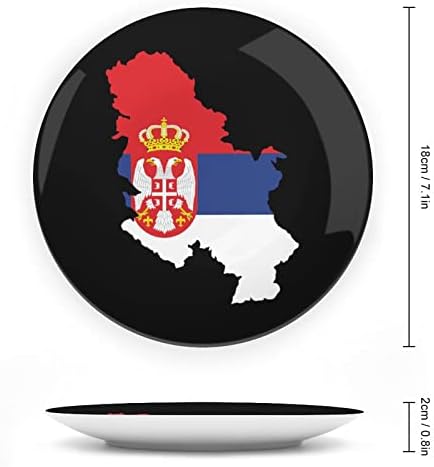Sırbistan Haritası Bayrağı Komik Kemik Çini Dekoratif Levha Yuvarlak Seramik Tabaklar Zanaat Ekran Standı ile Ev Ofis duvar dekorasyonu