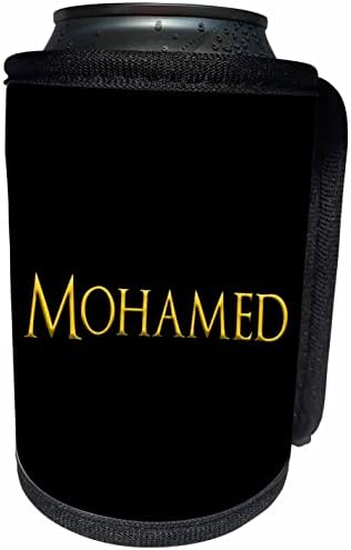 3dRose Mohamed Amerika'da modaya uygun erkek adı. Siyah üzerine sarı. - Şişe Sargısını Soğutabilir (cc-364295-1)