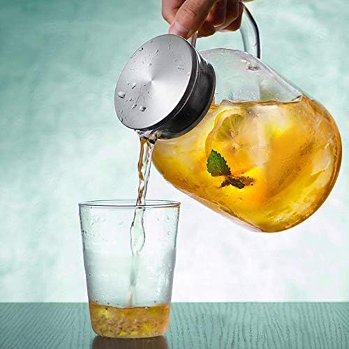 Kapaklı ve emzikli 88OZ cam sürahi,Sıcak/Soğuk Su ve Buzlu Çay Şarap kahve süt ve meyve suyu içecek sürahisi için yüksek ısıya dayanıklı
