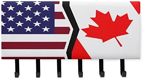 Amerikan ve Kanada Bayrağı Anahtarlık Duvar Kişiselleştirilmiş Duvara Monte Anahtar Askıları 5 Kanca ile Ev Ofis Dekor için