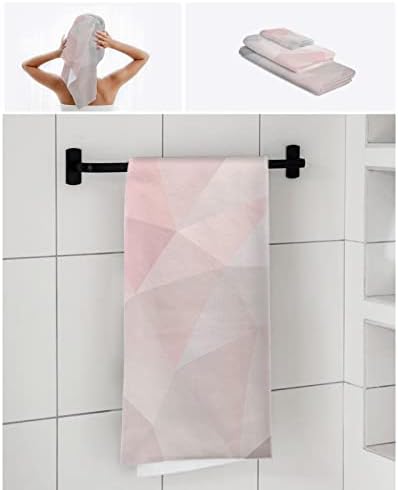 PakıInno banyo havluları Set Yumuşak Emici Havlu Fantezi Pembe Gri Üçgen Geometrik Degrade Morden Sanat Kabarık duş havlusu El Havlusu