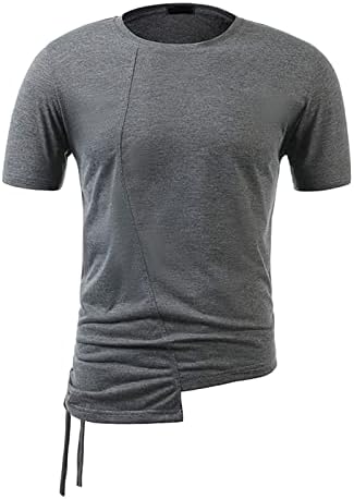 Erkek Hipster Hip Hop Crewneck Gömlek Düzensiz Hem Kısa Kollu T-Shirt Yaz Moda Tişörtü Bluz Tops