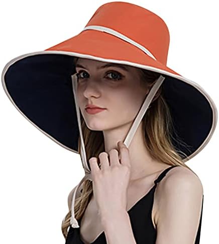 Yaz güneş şapkaları Kadınlar için Düz Renk Açık Güneş Koruyucu güneş şapkası Tüm Bağlı Çift Taraflı Büyük Kenarlı güneş şapkası