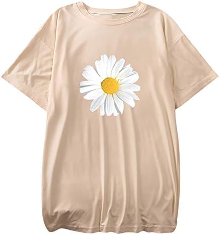 【ABD Stokta】 kadın günlük t-shirt Ayçiçeği Baskı Kısa Kollu Gevşek Crewneck Hafif Kazak Tops