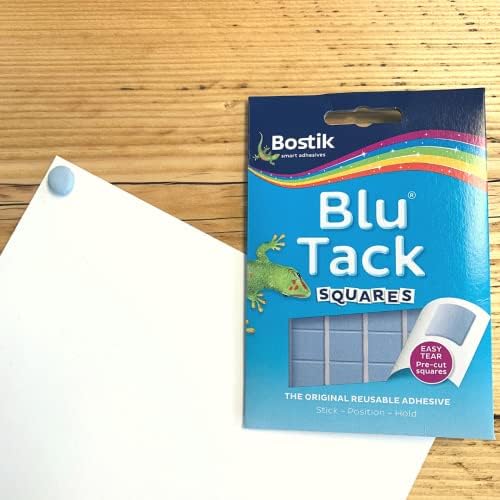 Bostik Blu Tack Squares, Çok Amaçlı Yeniden Kullanılabilir Yapıştırıcı, Temiz, Güvenli ve Kullanımı Kolay, Toksik Olmayan, 45g