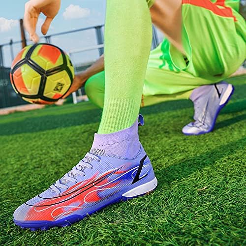 BINBINNIAO erkek kadın TF / AG Firma Zemin Futbol Cleats Ayakkabı Açık Kapalı Profesyonel Yüksek Top Atletik futbol kramponları için