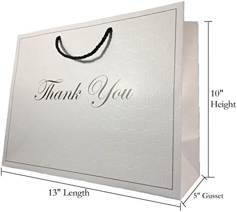 MODEENI Büyük Beyaz Teşekkür Ederim Çanta İş veya Hediyeler için, 13x10 Teşekkür Ederim hediye keseleri Kolları ile 12 Paket Kağıt
