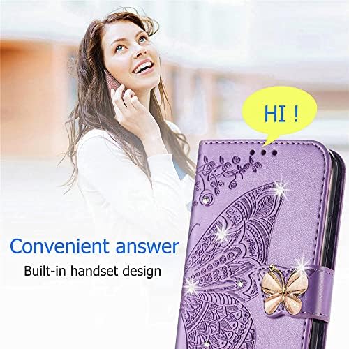 CCSmall Samsung Galaxy A04E Cüzdan Kılıf Kadınlar Kızlar için, parlak Kelebek Çiçek PU deri kılıf Kart Yuvası Tutucu ile Flip telefon