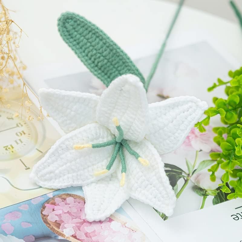 WYWWDXF Iplik Tığ Zambak Buketleri DIY yapay çiçekler Düğün Dekorasyon Ev Bahçe Dekor ıçin (Renk: Siyah, Boyutu: Bitmiş)