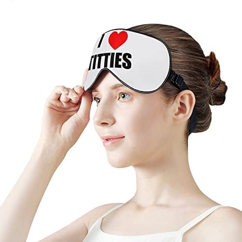 I Love Titties Uyku Maskeleri Göz Kapağı Karartma Ayarlanabilir Elastik Kayış ile Gece Körü Körüne Kadın Erkek Yoga Seyahat Şekerleme