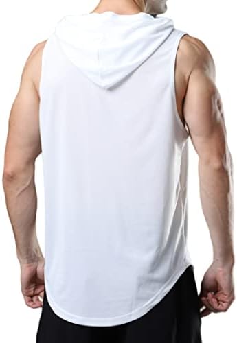 ROGUDUA erkek Kapşonlu Tank Top Hızlı Kuru Kas spor gömlekler Egzersiz kolsuz kapüşonlu üst