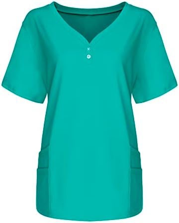 Kadınlar için yaz Üstleri 2023 Kısa Kollu v Yaka Üstleri Çalışma Düz Renk T-Shirt Bluz Tops