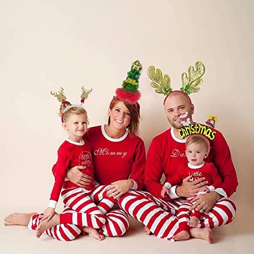 12 Paket Noel parti şapkaları, Fantezi Elf Ren Geyiği Boynuzları Noel Ağacı Bells Santa Şapka Noel Bantlar parti gözlüğü Çerçeveleri