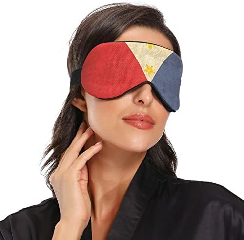 Unisex Uyku Göz Maskesi Retro Filipin Bayrağı Vintage Gece Uyku Maskesi Rahat Göz Uyku Gölge Kapak
