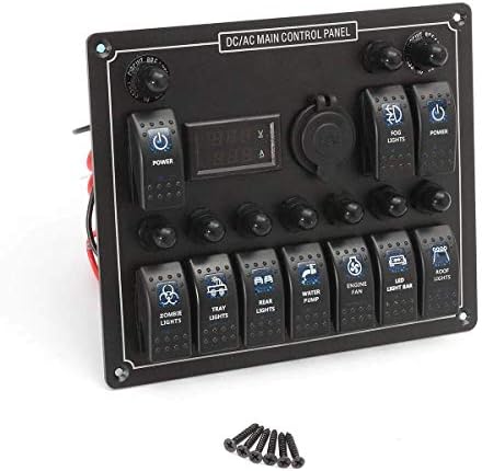 KXA 10 Gang 12-24 V Tekne Deniz Mavi LED Rocker Anahtarı Paneli Devre Kesici Voltmetre Elektrik Ekipmanları