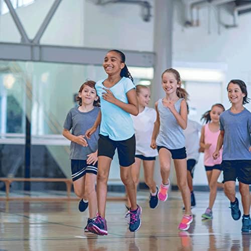 Kızlar Kısa Kollu T Shirt Kuru Fit Ekip Boyun Aktif Üstleri Yumuşak Atletik Performans Tees