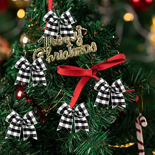 SHANGXING 25 PCS Noel Ekose Yaylar-6. 2x5. 9 İnç Noel Ağacı Buffalo Ekose Çelenk Yaylar için Noel Ağacı Cadılar Bayramı Güz El Sanatları