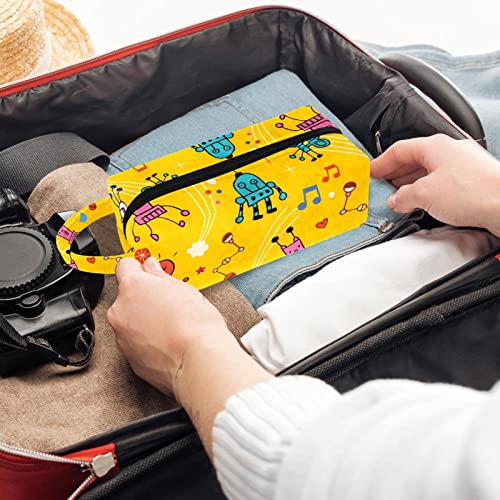 Makyaj Çantası Seyahat Kozmetik Çantası Sarı desen makyaj çantası organizatör fermuarlı ve Saplı çanta