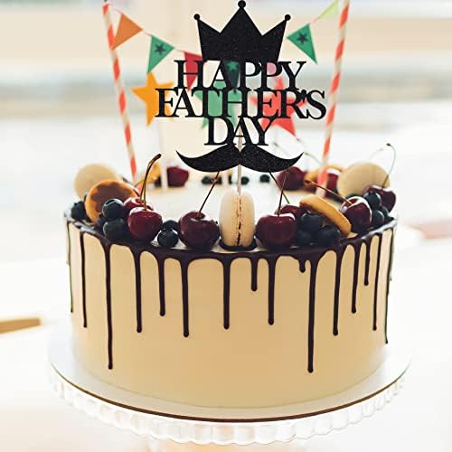 SUMERSHA 12 Adet Mutlu babalar Günü Kek Toppers Siyah Taç Sakal Cupcake Seçtikleri babalar Günü için Doğum Günü Pastası Dekorasyon