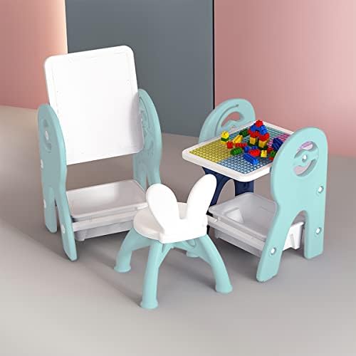 2'si 1 Arada Çocuk Masası ve Sandalyesi, Depolamalı Boyama Tahtası, Okuma Sanatı Çizmek için Çocuk Dönüştürülebilir Aktivite Masası