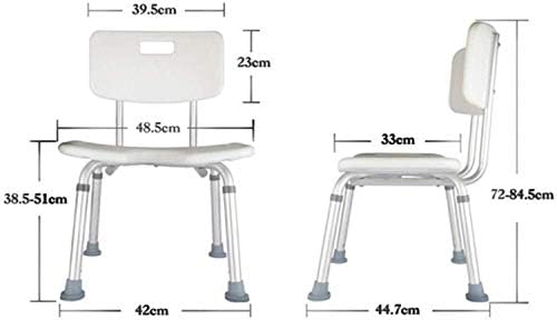 KNOXC Banyo Tabureleri, banyo taburesi banyo oturağı banyo sandalyesi Arkalığı ile Ayarlanabilir Yükseklik Kaymaz Hafif Alüminyum Engelli