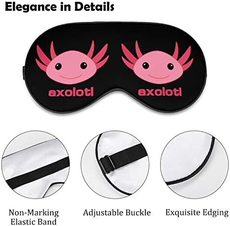 Sevimli Axolotl Göz Maskesi Uyku Karartma Gece Körü Körüne Ayarlanabilir Kayış ile Erkekler Kadınlar için Seyahat Yoga Şekerleme