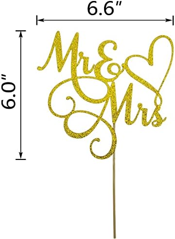 NSHYXXSPY Altın Glitter Mr & Mrs Kek Topper-Düğün / Nişan / Düğün Yıldönümü Kek Topper Süslemeleri