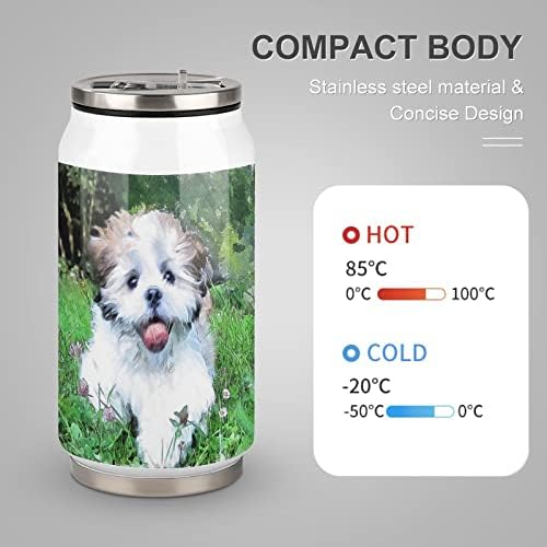 Köpek Çayır üzerinde Paslanmaz Çelik Kahve Kupa Kullanımlık Su Şişesi seyahat bardağı pipetli bardak Çay Suyu için 300ml