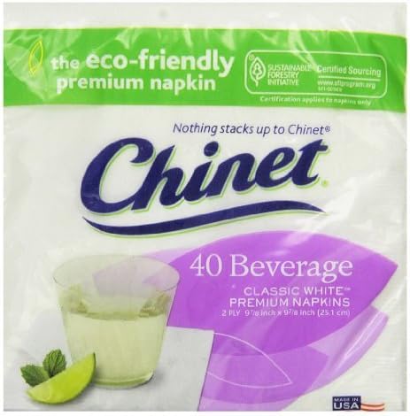 Chinet Classic 2 Katlı İçecek Peçeteleri, Beyaz, 40 Adet-2'li Paket