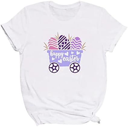 Grafik Gevşek Fit T Shirt Kızlar için Kısa Kollu Crewneck Mutlu Paskalya Hediye Sevimli Hayvan Üstleri Gömlek Bayan GİTMEK