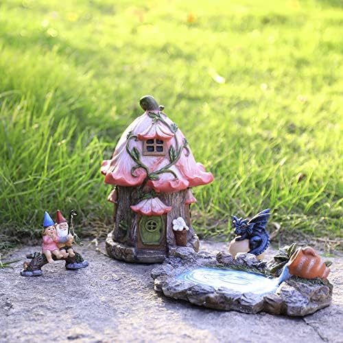 LA JOLIE MUSE Peri Bahçe Gnome Aksesuarları Kiti-El Boyalı Minyatür Peri Evi Ejderha Heykelcik 4 adet Set, kapalı ve Açık Süsler Hediyeler