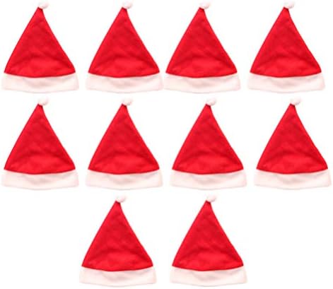Amosfun 10 adet Mini Noel noel baba şapkaları Noel Gümüş Tutucular Cepler Noel Partisi İyilik Peluş Noel Baba şapkası