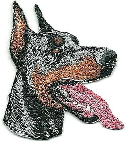 2 1/8 X 2 3/8 Doberman Köpek Portre İşlemeli Demir on Patch Giyim için Dikmek Aplike Ceketler, şapkalar, sırt Çantaları Onarım Yamalar