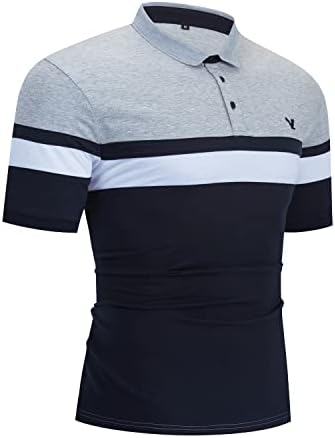 FEESON erkek Fermuar polo gömlekler Casual Slim Fit Örme Golf Gömlek Renk Blok pamuklu üst giyim