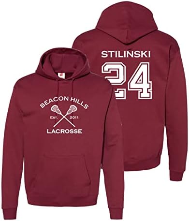 Oluşturma Stüdyosu Yetişkin Retro Stilinski 24 Beacon Hills Lacrosse 2 Taraflı Kapüşonlu Sweatshirt