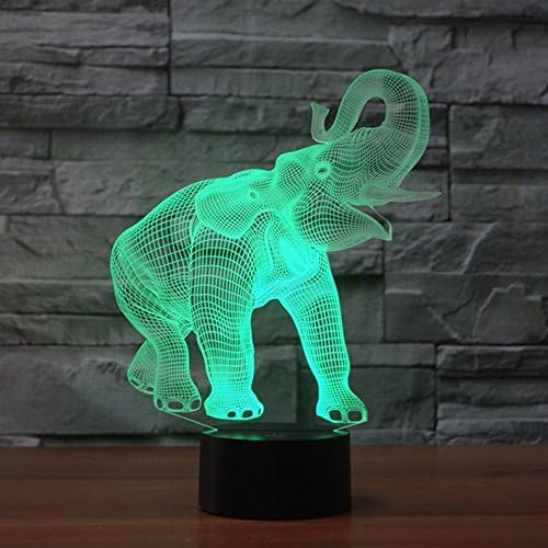Jınnwell 3D Fil Gece Işığı Lambası Illusion Hayvan Gece Lambası 7 Renk Değiştirme Dokunmatik Anahtarı Masa Masa Dekorasyon Lambaları