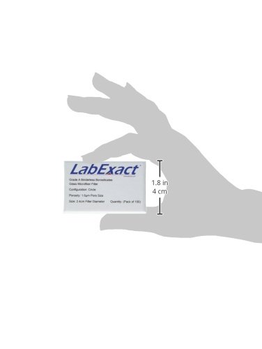 LabExact 1200203 Sınıf A Cam Mikrofiber Filtre, Bağlayıcısız Borosilikat Cam, 1.6 µm, 2.4 cm (100'lü Paket)