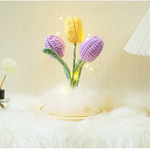 TREXD El Tığ İşi İplik Lale Buketi DIY Ölümsüz Çiçek Hediye El Örgüsü Ev Dekorasyon Süsler ( Renk : E, Boyut: Bitmiş )