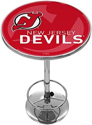 Ticari Marka Oyun Odası NHL2000-NJD-WM NHL Krom Pub Masası-Filigran-New Jersey Devilsa