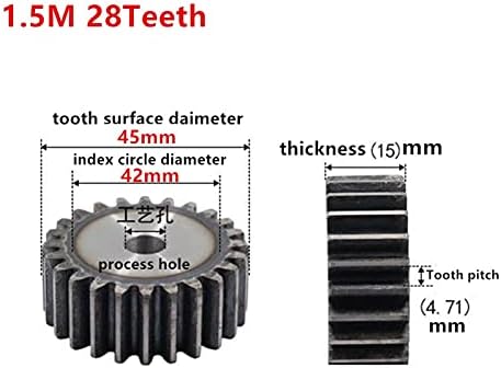 ZHENGGUİFANG ZGF-BR 1.5 M 28 Diş Düz Dişli Pinyon 28 T Mod 1.5 M CNC Sertleştirme Dişli Raf İletim (Diş sayısı : 28 Diş)