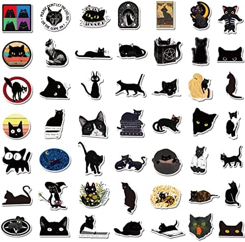 100 ADET Siyah Kedi Çıkartmalar,Sevimli Karikatür Siyah Kedi Su Geçirmez Çıkartmalar,Vinil Çıkartmalar Su Şişesi,Dizüstü Bilgisayar,Telefon,Kaykay