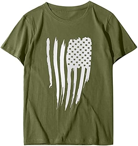 4th Temmuz Tişörtleri Gömlek Kadınlar için Kısa Kollu V Boyun Tee Gömlek Amerikan Bayrağı Yıldız Çizgili Kravat Boya Gömlek Tunik Üstleri