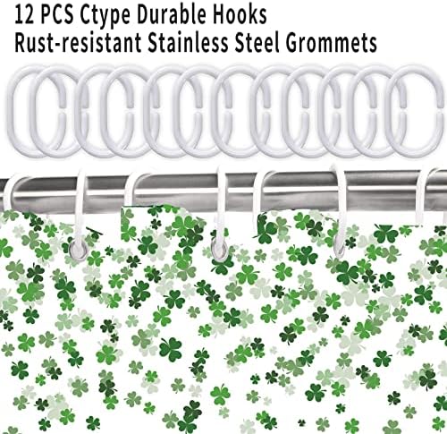 CRTPOD Aziz Patrick Günü Duş Perdesi, İrlandalı Yeşil Yonca Yonca Yaprağı Banyo Perdeleri Ev Dekor Su Geçirmez Kumaş Makine Yıkanabilir