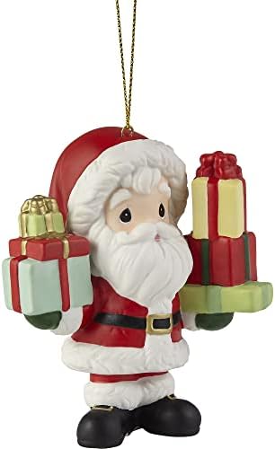 Değerli Anlar 221012 Noel Tezahüratı Yıllık Santa Bisque Porselen Süsü ile Yüklendi