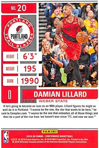 2019-20 Panini Yarışmacılar Oyun Bileti Kırmızı 20 Damian Lillard Portland Trail Blazers NBA Basketbol Ticaret Kartı