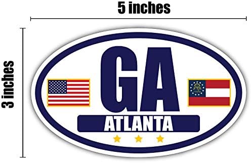 Gürcistan bayrağı / Amerikan Bayrağı Oval 3 M Vinil tampon çıkartması Çıkartması / Donanma ve Altın Atlanta, GA Sticker Vinil Çıkartması